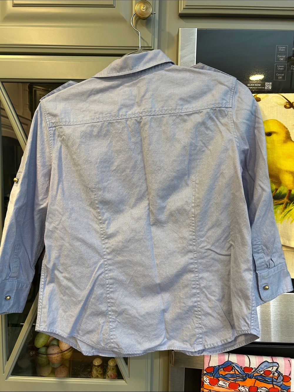 Vintage Talbots Light Blue Button-Popover Shirt with Epaulettes - Picture 7 of 10